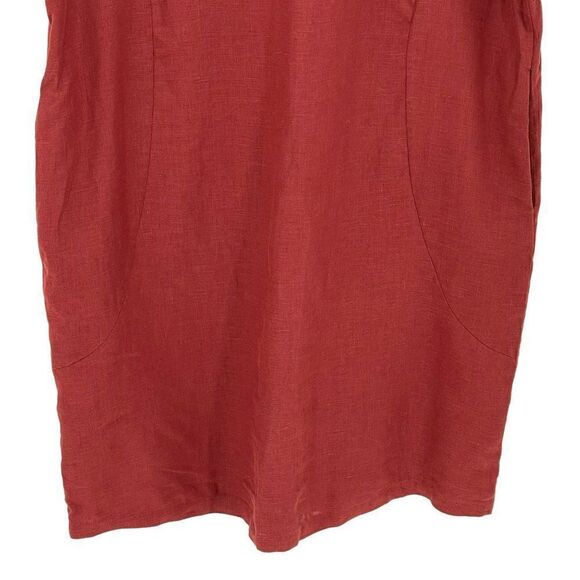 Elk French Linen Midi Shift Dress Short Sleeves Copper Size 10 NWT Lagenlook - Picture 8 of 12